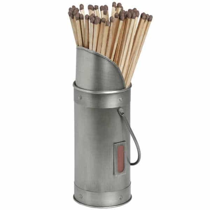 AntiquePewterMatchHolderWith60Matches